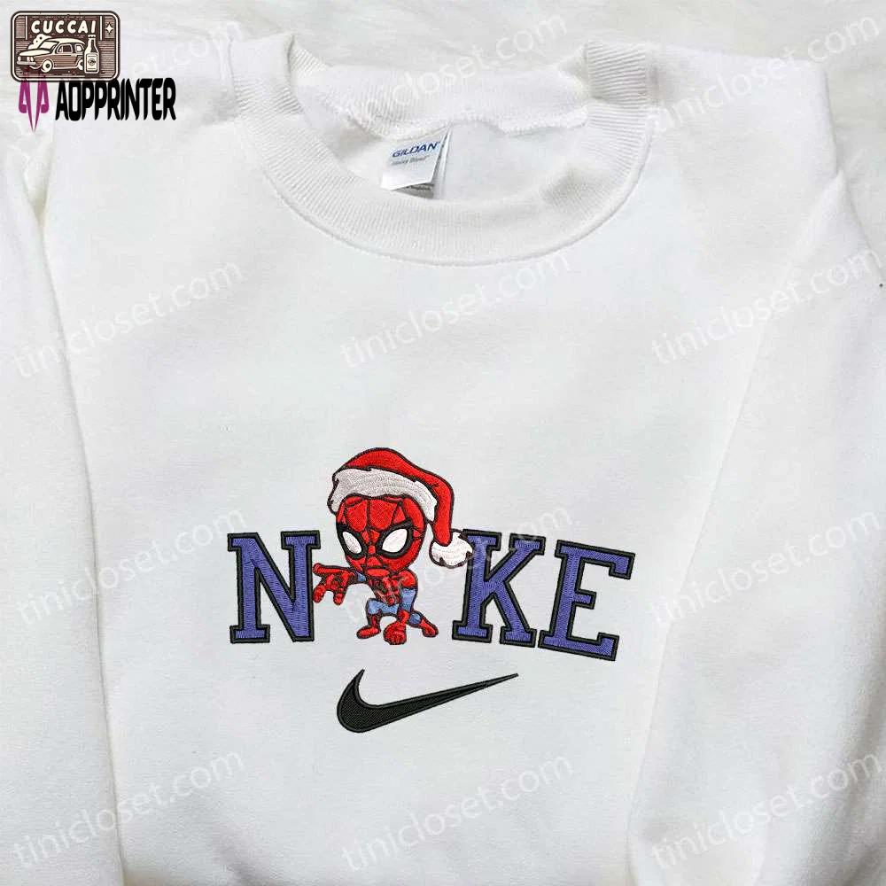 Nike x christmas chibi spider-man shirt: embroidered hoodie for family christmas gifts Embroidered Shirt