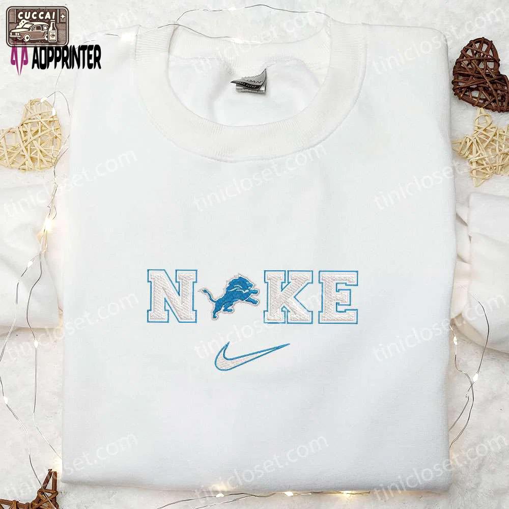 Nike x detroit lions logo embroidered shirt: authentic nfl sports apparel with nike inspiration Embroidered Shirt