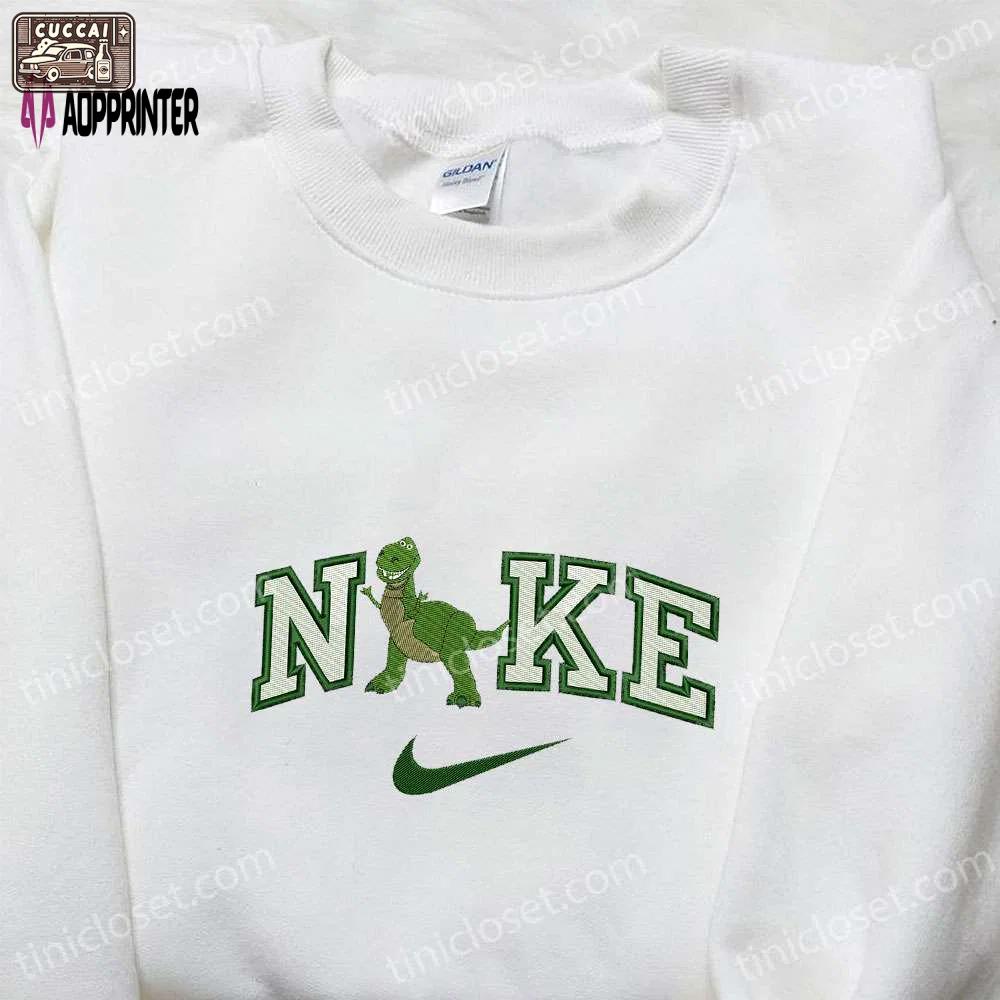 Nike x dino green embroidered sweatshirt custom hoodie & cute t-shirt: stylish nike embroidery Embroidered Shirt