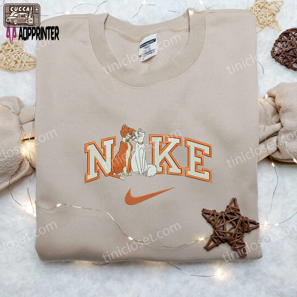 Nike x disney aristocats embroidered shirt – disneyland family shirt nike inspired Embroidered Shirt