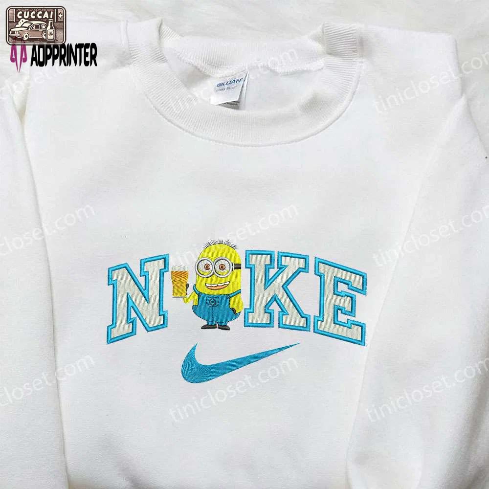 Nike x drunk minion embroidered shirt – minion movie inspired design Embroidered Shirt