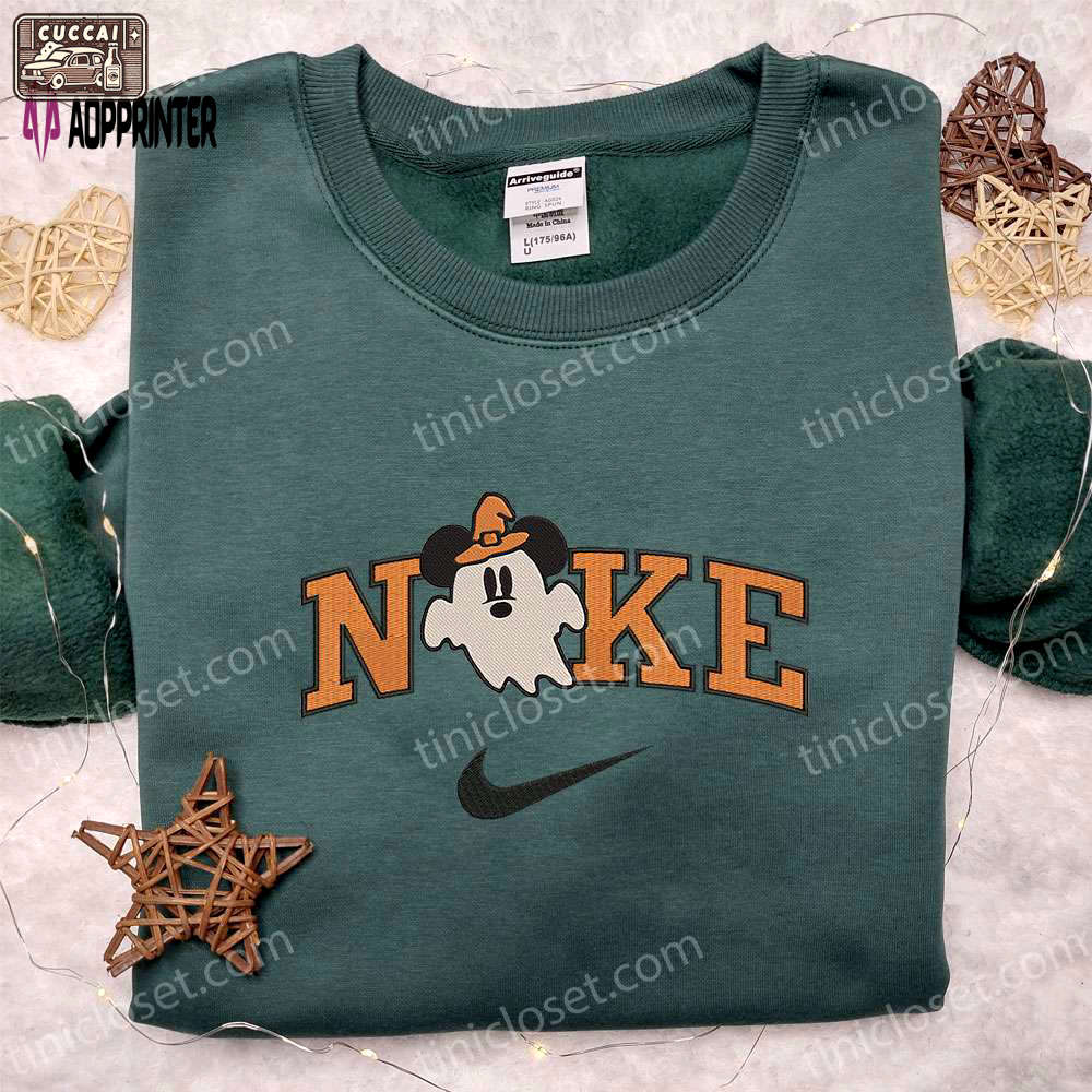Nike x ghost mickey mouse embroidered shirt: disney halloween inspired tee Embroidered Shirt