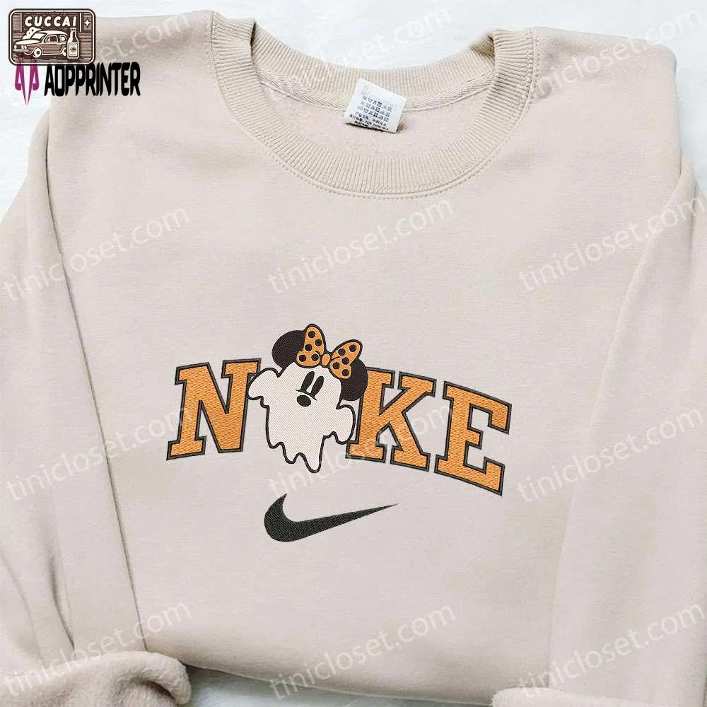 Nike x ghost minnie mouse halloween embroidered shirt: disney inspired unique design Embroidered Shirt