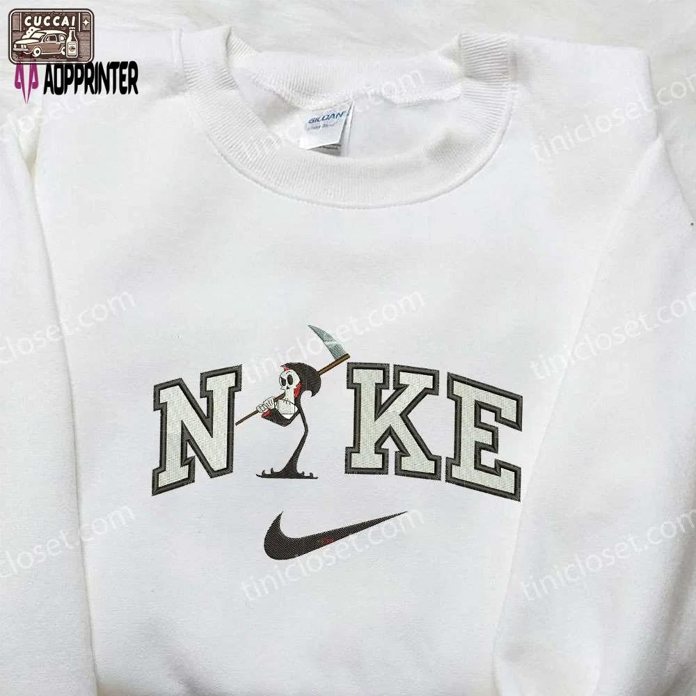 Nike x grim ghost embroidered shirt – halloween custom design Embroidered Shirt