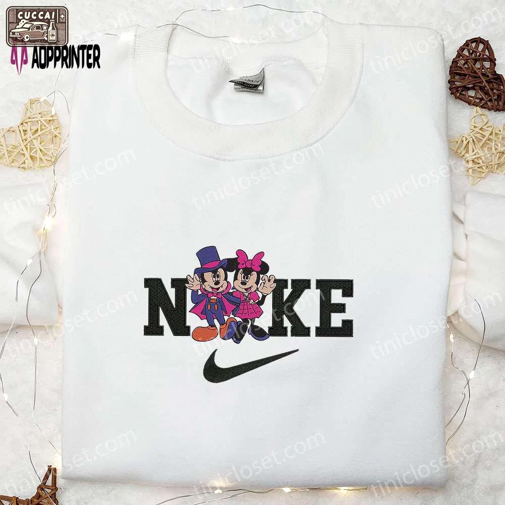 Nike x halloween mickey minnie embroidered shirt: cute sweatshirt & custom hoodie Embroidered Shirt