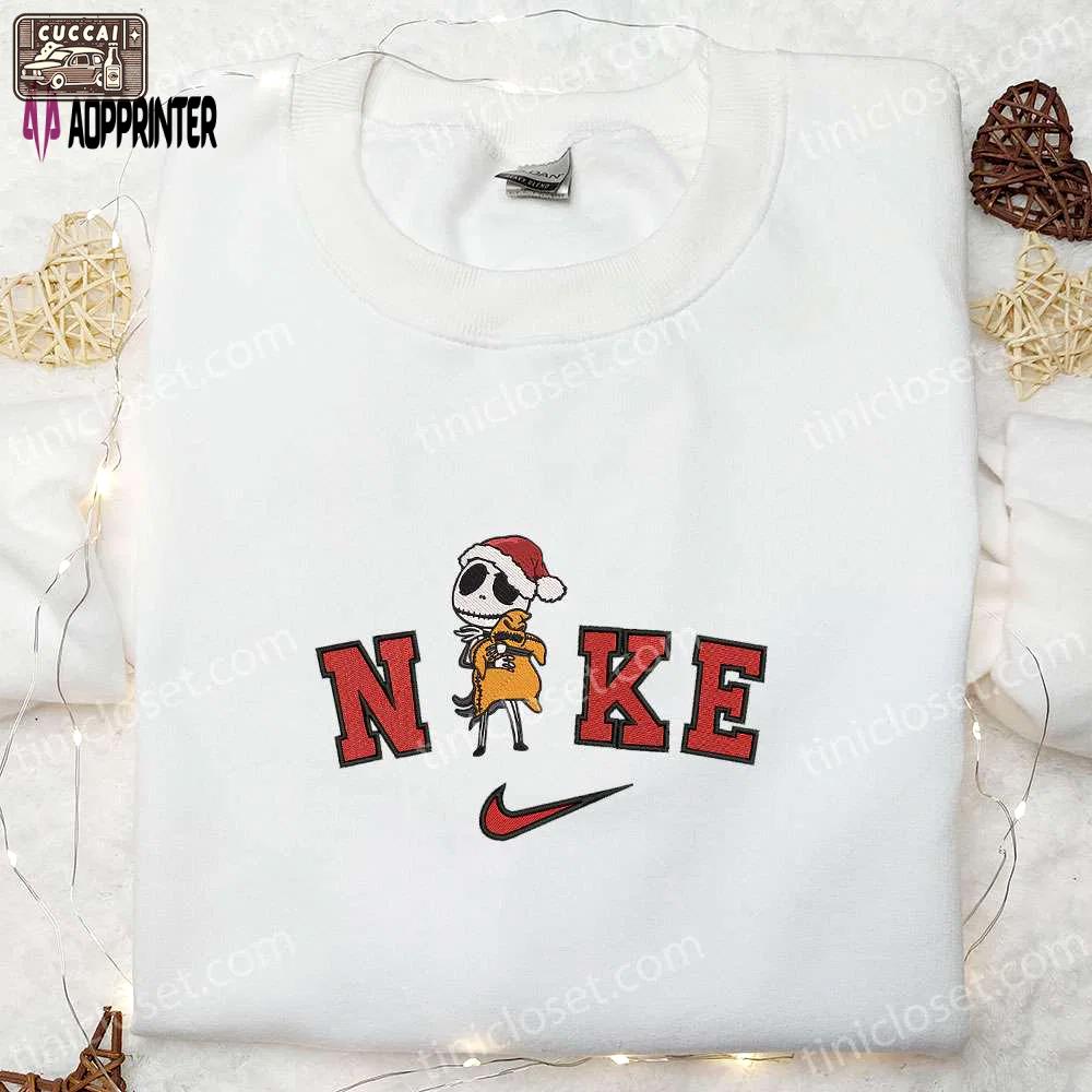 Nike x jack skellington christmas hat sweatshirt: nightmare before christmas hoodie & inspired t-shirt Embroidered Shirt
