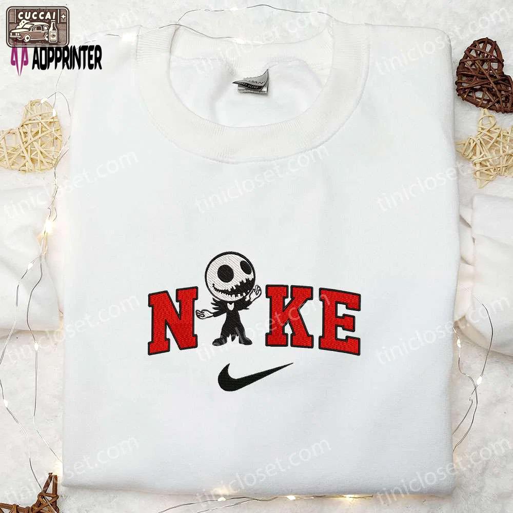 Nike x jack skellington: nightmare before christmas embroidered sweatshirt hoodie & t-shirt Embroidered Shirt