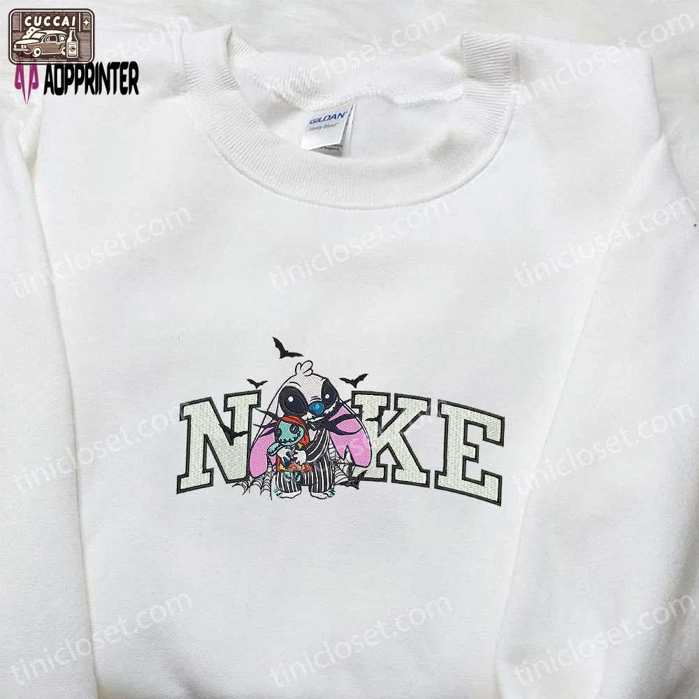 Nike x jack skellington stitch sweatshirt: disney halloween hoodie & cool embroidered shirt Embroidered Shirt