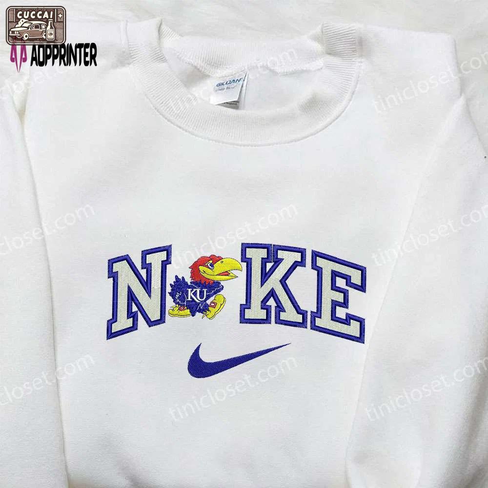 Nike x kansas jayhawks embroidered shirt – ncaa best gift for sports fans Embroidered Shirt