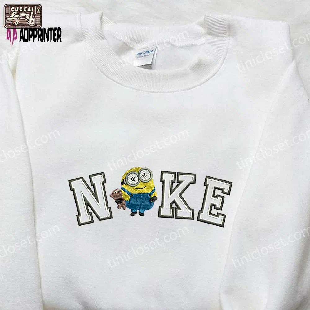 Nike x king bob minion embroidered shirt – fun minion cartoon design with nike inspiration Embroidered Shirt