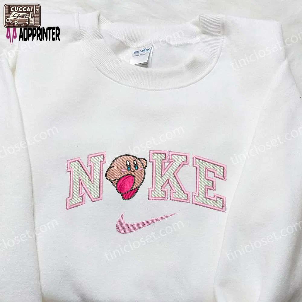 Nike x kirby embroidered shirt – unique nike inspired gift for family Embroidered Shirt
