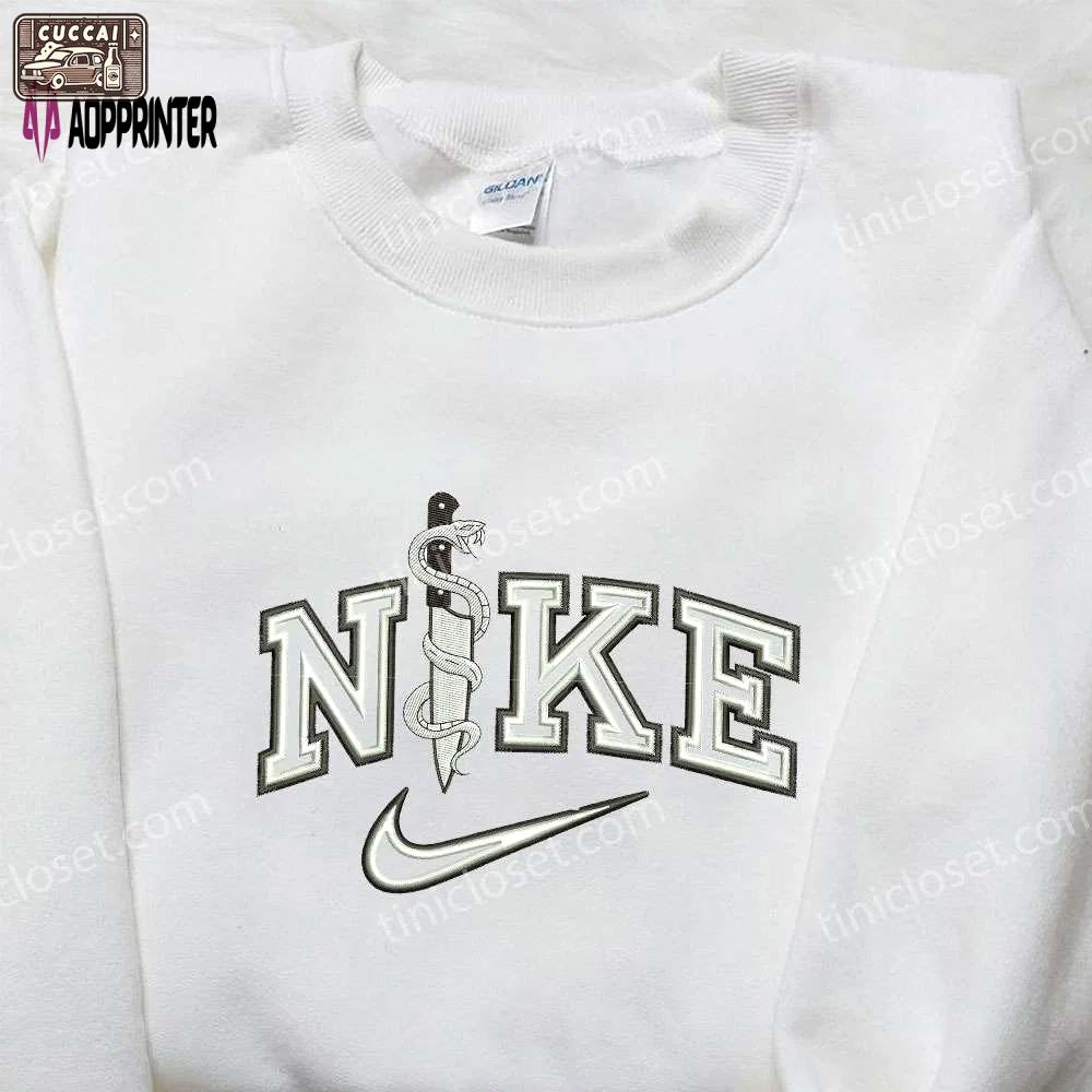 Nike x knife and snake halloween embroidered shirt: unique inspired design Embroidered Shirt