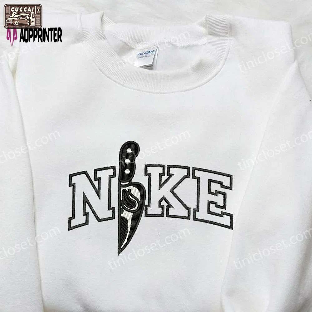 Nike x knife halloween embroidered shirt: spooky & stylish nike-inspired design Embroidered Shirt