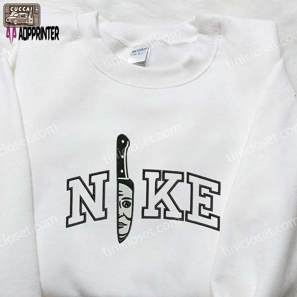 Nike x knife michael myers embroidered shirt: custom halloween tee Embroidered Shirt