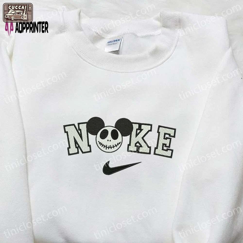 Nike x mickey jack skellington embroidered shirt: disney halloween inspired tee Embroidered Shirt