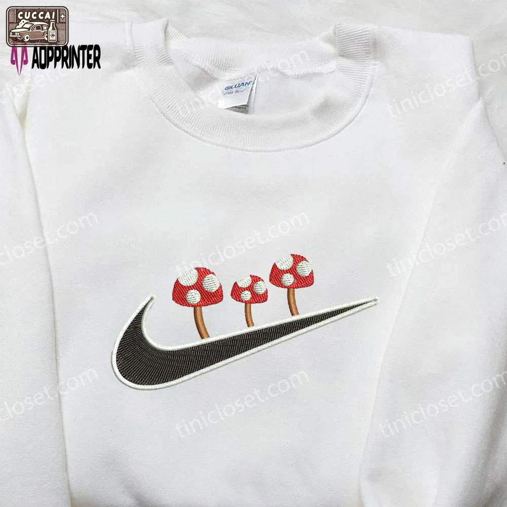 Nike x mushroom embroidered sweatshirt nature hoodie & t-shirt: inspired nike apparel with intricate embroidery Embroidered Shirt