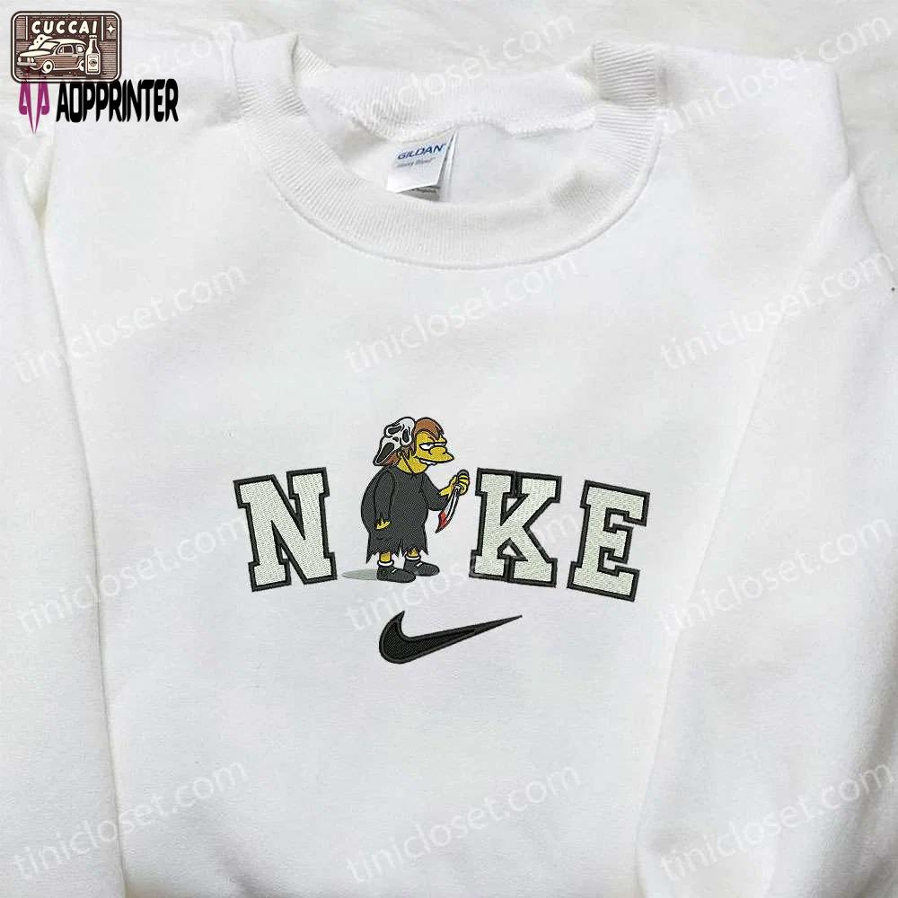 Nike x nelson munts halloween & the simpsons embroidered shirt – nike inspired design Embroidered Shirt