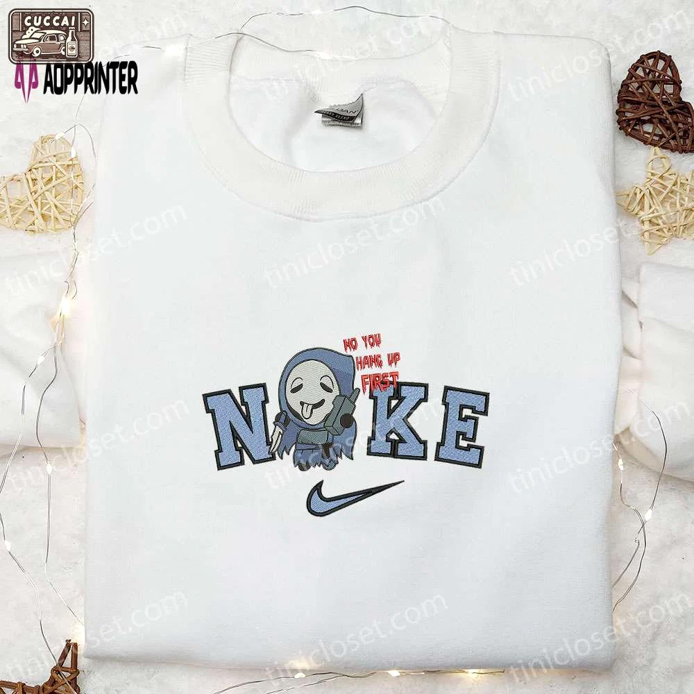 Nike x no you hang up first ghost embroidered shirt – spooky & inspired design Embroidered Shirt
