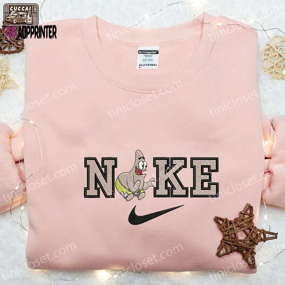 Nike x patrick star cartoon & disney characters embroidered shirt: fun & stylish nike inspired t-shirt Embroidered Shirt