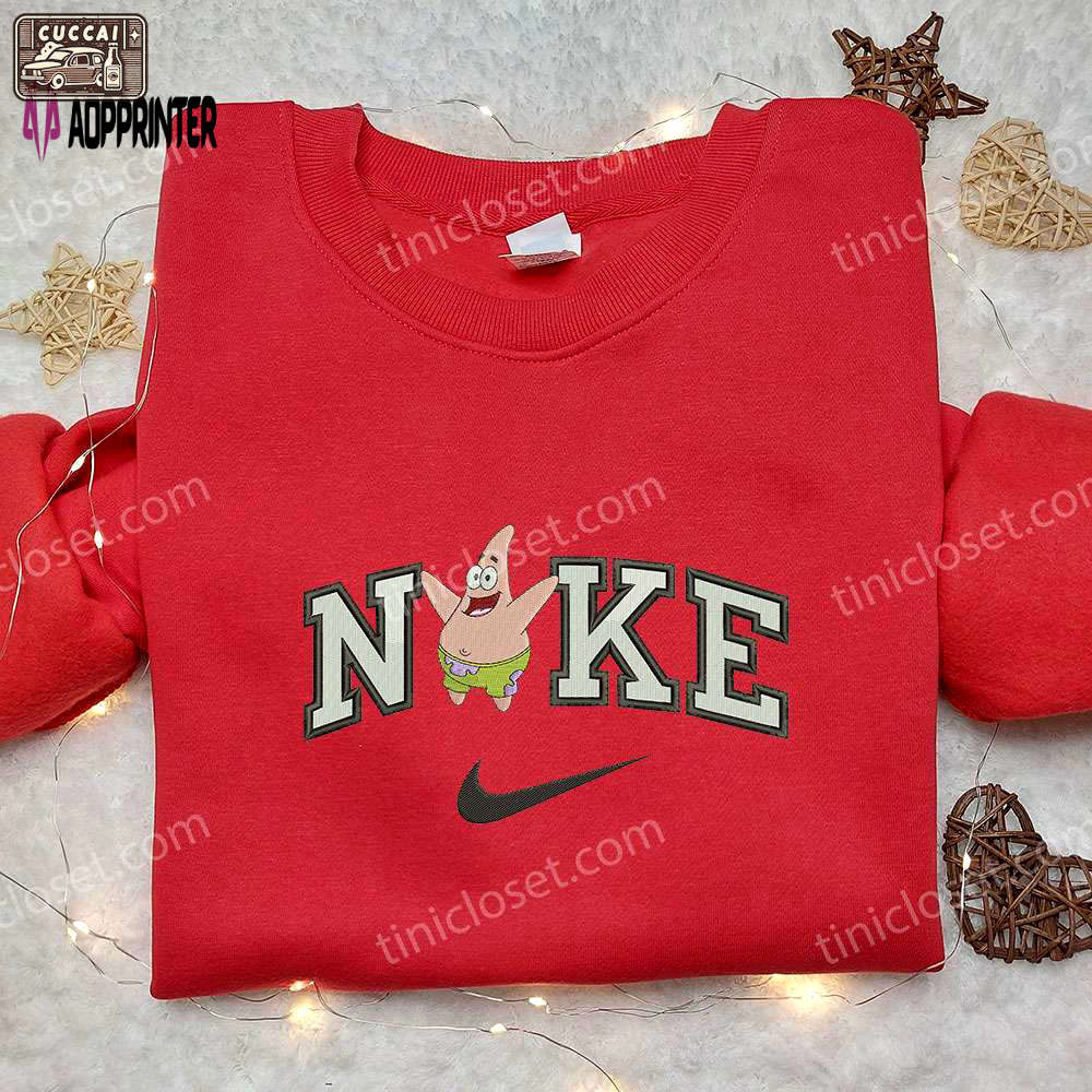 Nike x patrick star embroidered sweatshirt: spongebob 4d cartoon shirt nike inspired Embroidered Shirt