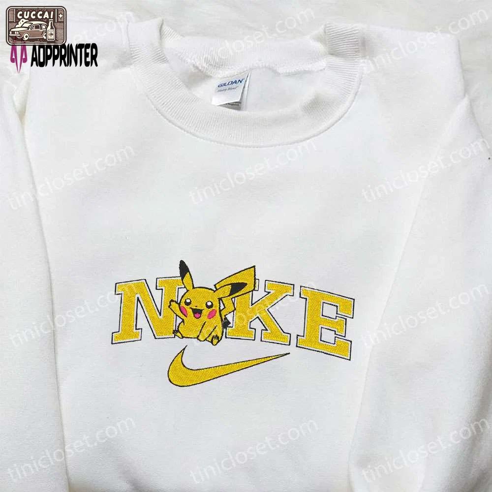 Nike x pikachu anime embroidered sweatshirt & shirt: pokemon inspired t-shirt Embroidered Shirt