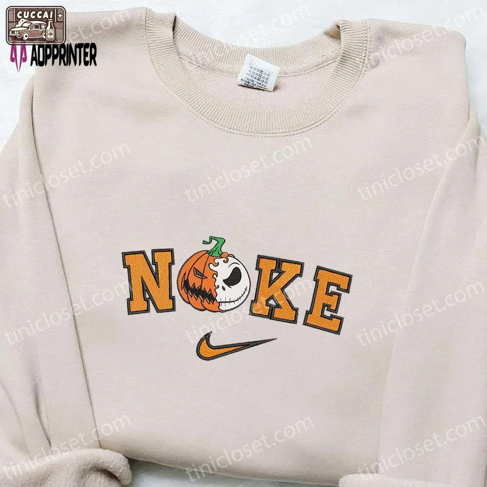 Nike x pumpkin monster halloween embroidered hoodie t-shirt & sweatshirt: spooky nike inspired collection Embroidered Shirt