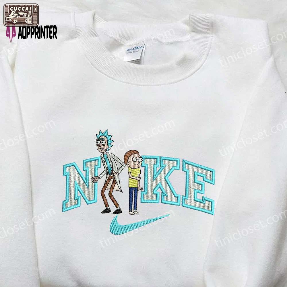 Nike x rick and morty cartoon embroidered shirt – unique nike inspired design Embroidered Shirt