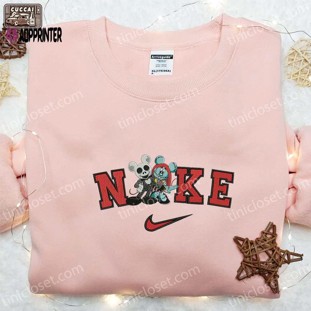 Nike x sally jack skellington mickey head embroidered shirt – nightmare before christmas t-shirt & disney halloween hoodie Embroidered Shirt