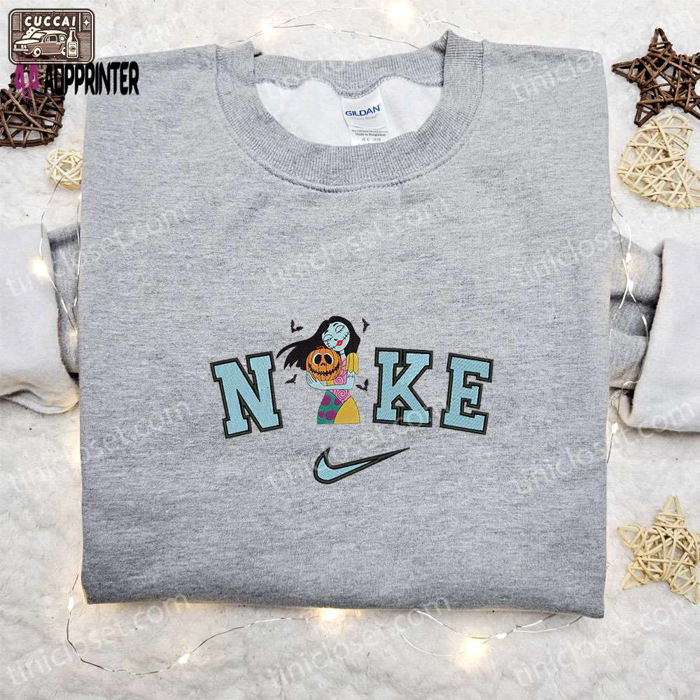 Nike x spooky sally halloween pumpkin bats embroidered shirt nightmare before christmas characters t-shirt Embroidered Shirt