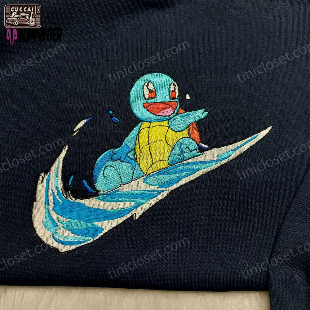 Nike x squirtle pokemon embroidered shirt – exclusive design with pokemon & nike inspired logo Embroidered Shirt