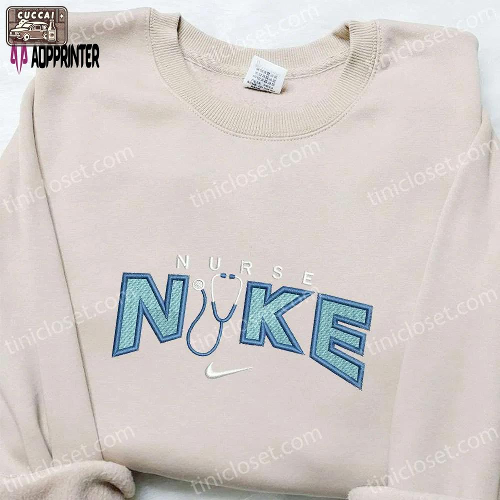 Nike x stethoscope hoodie & t-shirt: best family gift nike inspired embroidery Embroidered Shirt