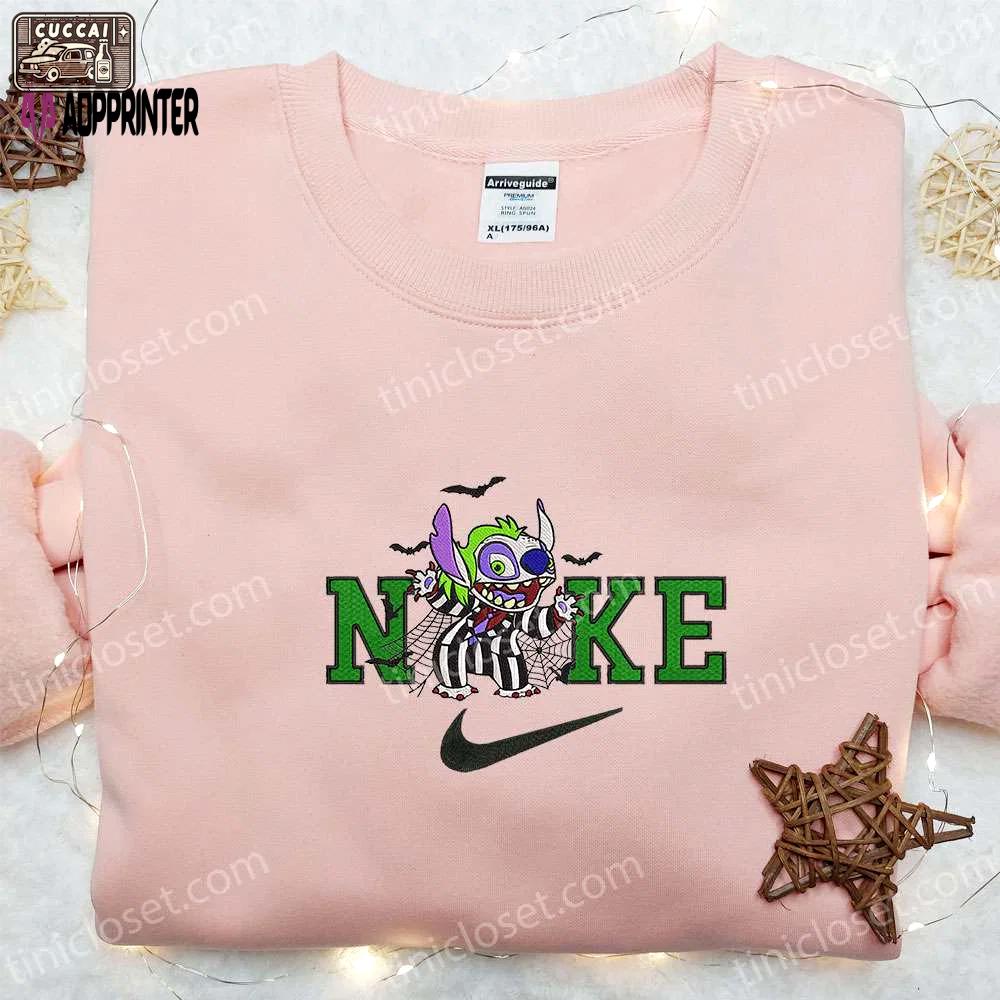 Nike x stitch beetlejuice embroidered sweatshirt: horror movie characters hoodie perfect family gifts Embroidered Shirt