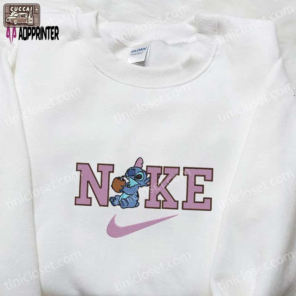 Nike x stitch coconut embroidered sweatshirt – lilo & stitch hoodie nike inspired t-shirt Embroidered Shirt