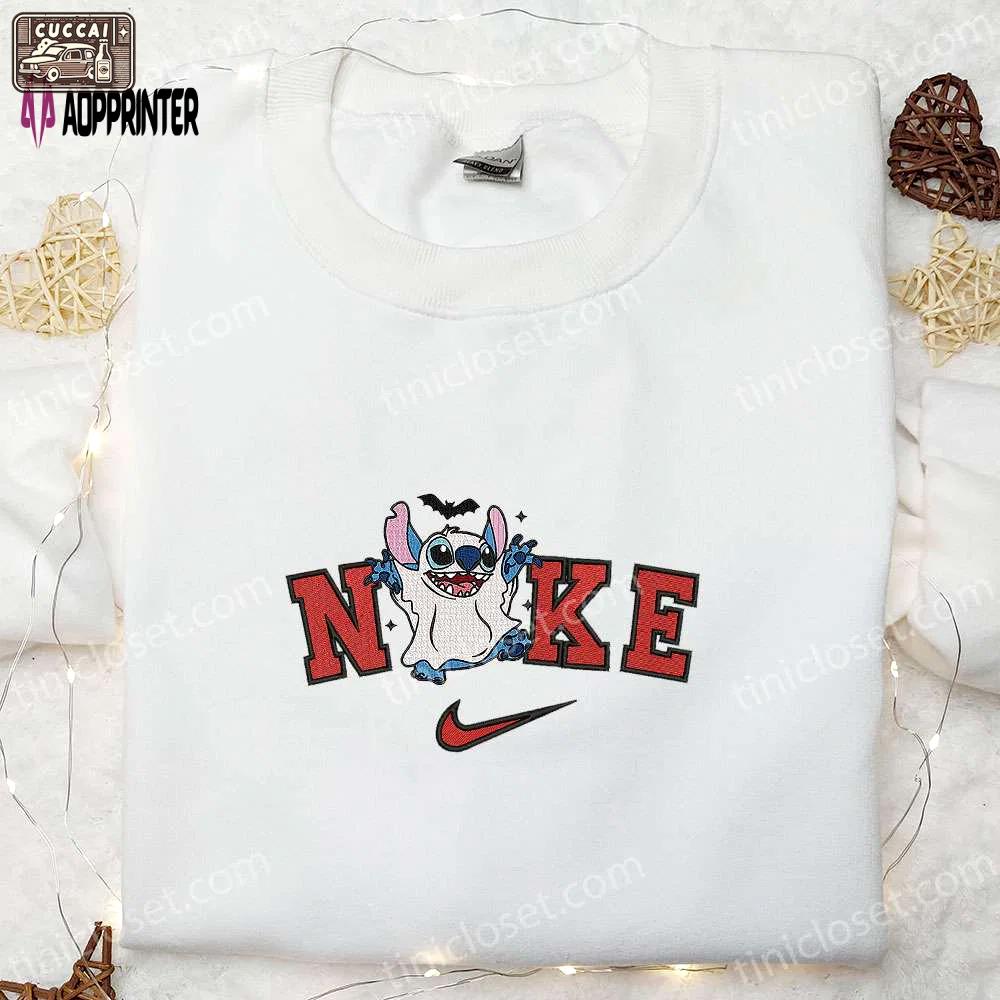 Nike x stitch cute ghost embroidered shirt – halloween sweatshirt disney characters t-shirt Embroidered Shirt