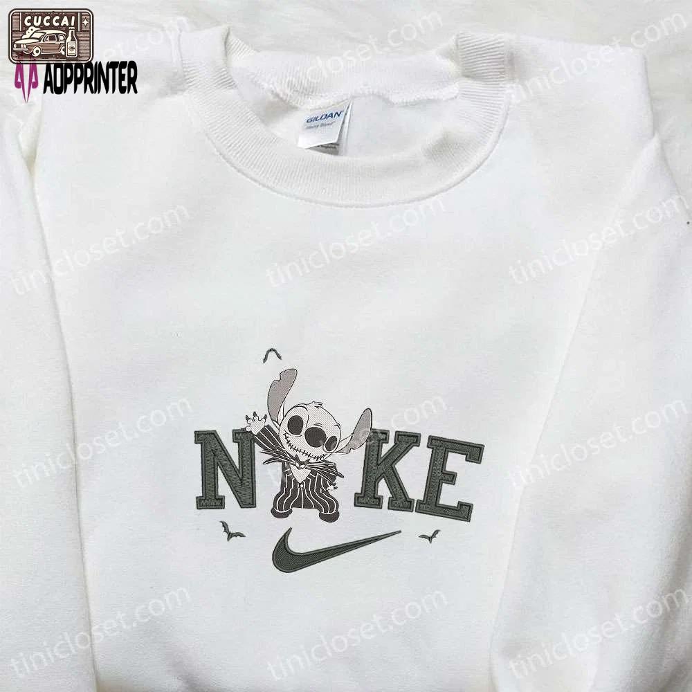 Nike x stitch jack skellington embroidered shirt: adorable halloween-inspired design Embroidered Shirt