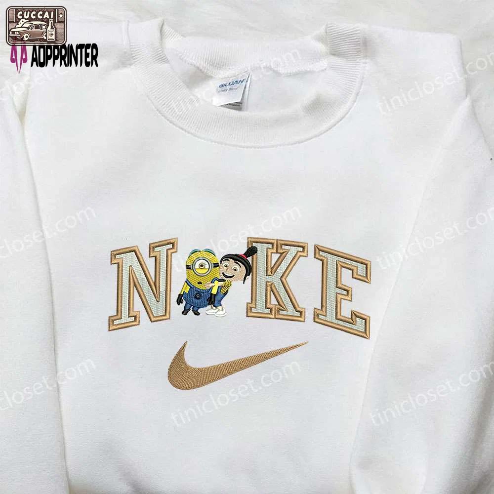 Nike x stuart minion & agnes hoodie embroidered sweatshirt & t-shirt: cartoon style & fun minion designs Embroidered Shirt