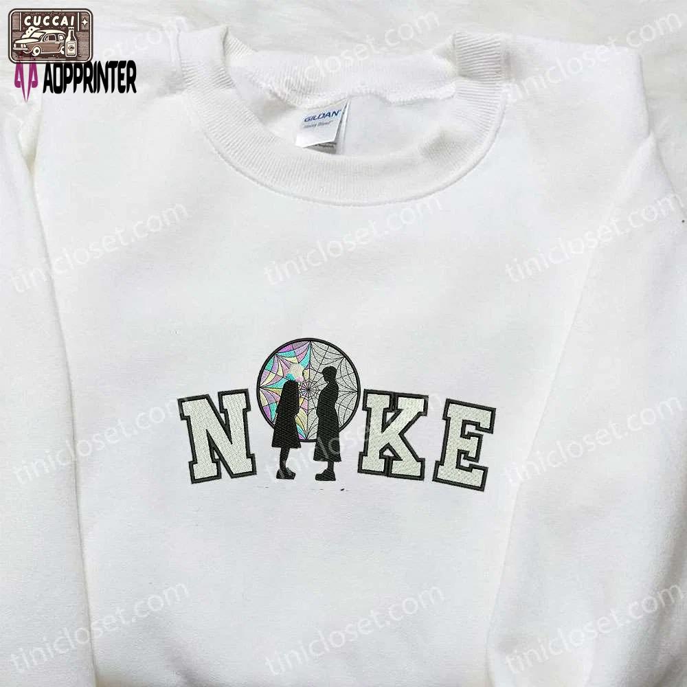Nike x wednesday embroidered sweatshirt: cool halloween hoodie – perfect gift for halloween lovers Embroidered Shirt