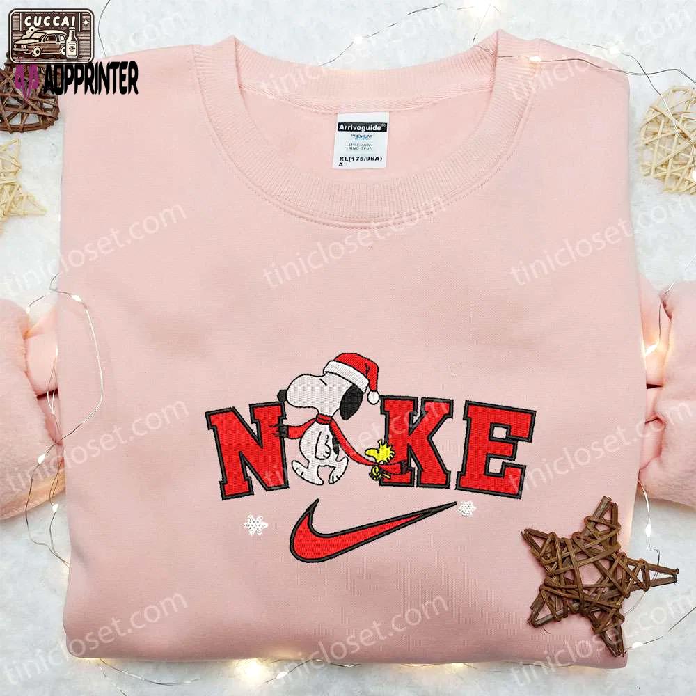 Nike x xmas snoopy cartoon embroidered shirt & hoodie: best christmas gift ideas – custom nike t-shirt Embroidered Shirt