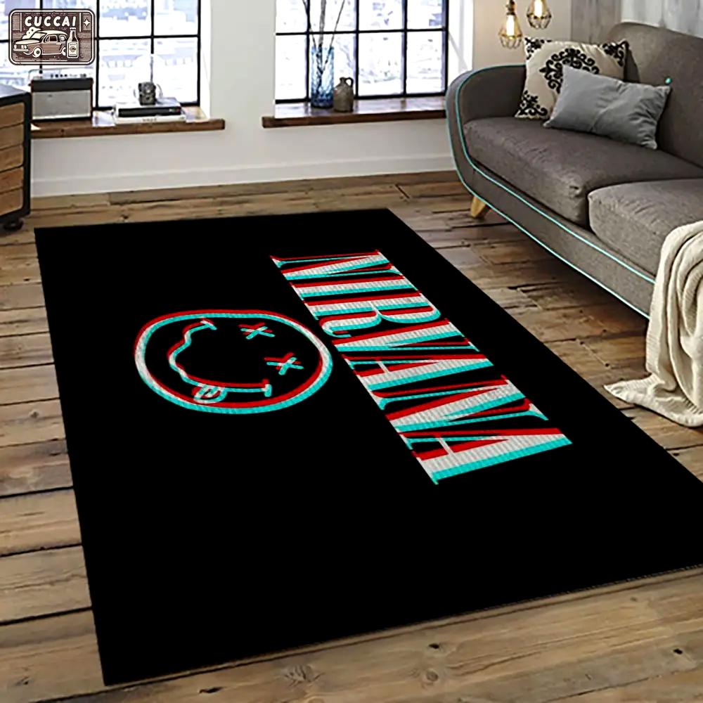 Nirvana rock band punk rock music retangle carpet area rug home decor best gift for fan and friends nv54 Rectangle Rug