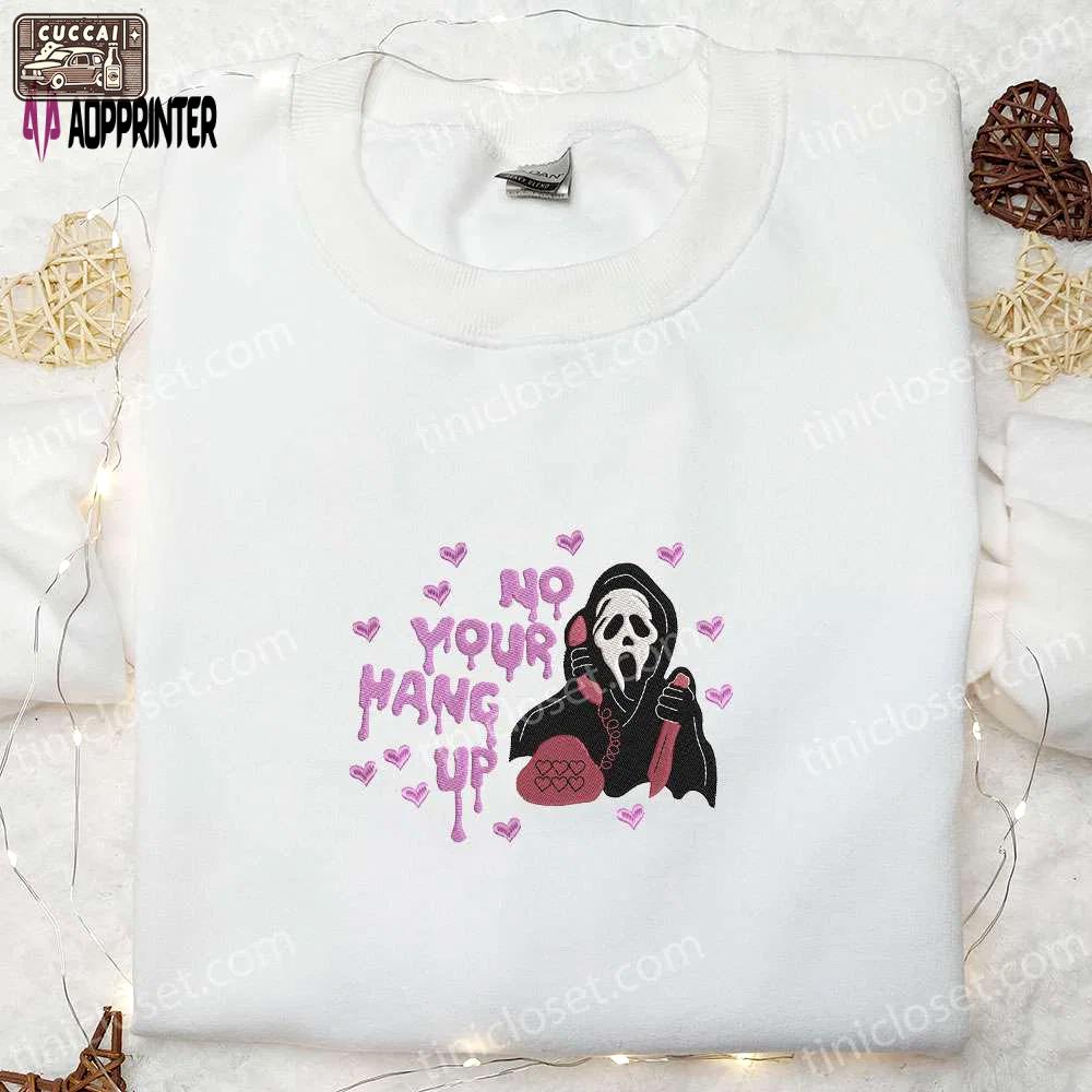 No you hang up ghost embroidered sweatshirt: spooky hoodie best halloween gifts for family Embroidered Shirt