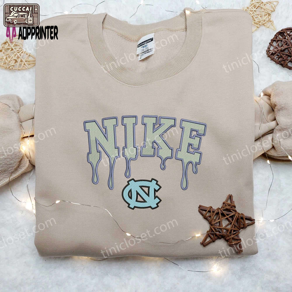 North carolina x nike embroidered shirt with map design – custom nike apparel Embroidered Shirt