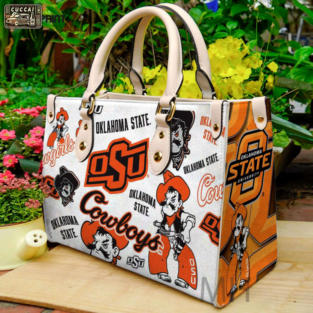 Oklahoma state cowboys leather handbag gift for women 4217 Women Leather Hand Bag