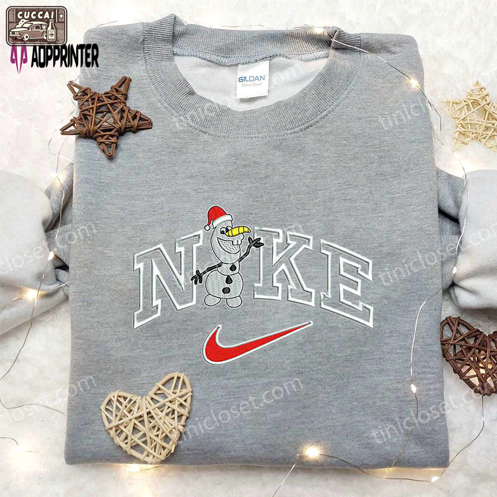 Olaf x nike embroidered sweatshirt: best christmas gift idea with nike-inspired embroidered shirt Embroidered Shirt