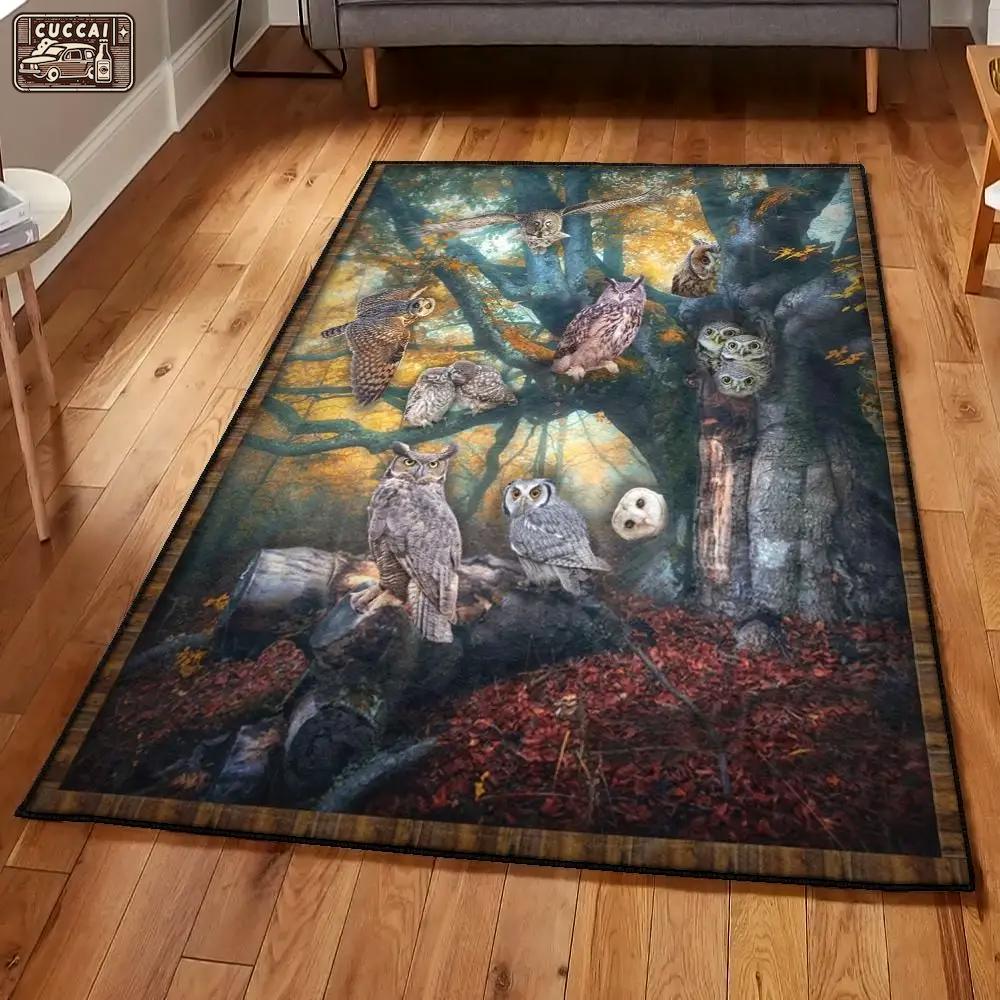 Owl cute large living room rugs, owl rug Rectangle Rug