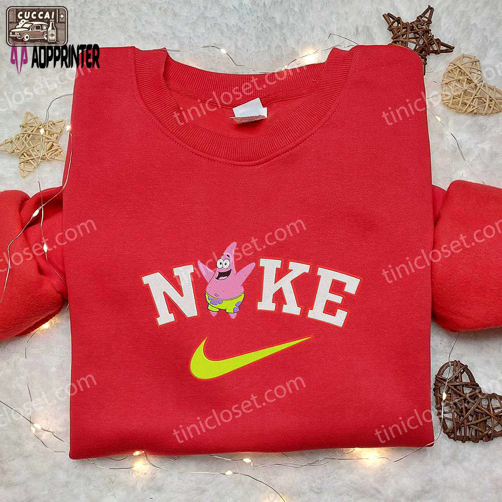 Patrick star x nike embroidered hoodie & spongebob squarepants shirt nike inspired collection Embroidered Shirt