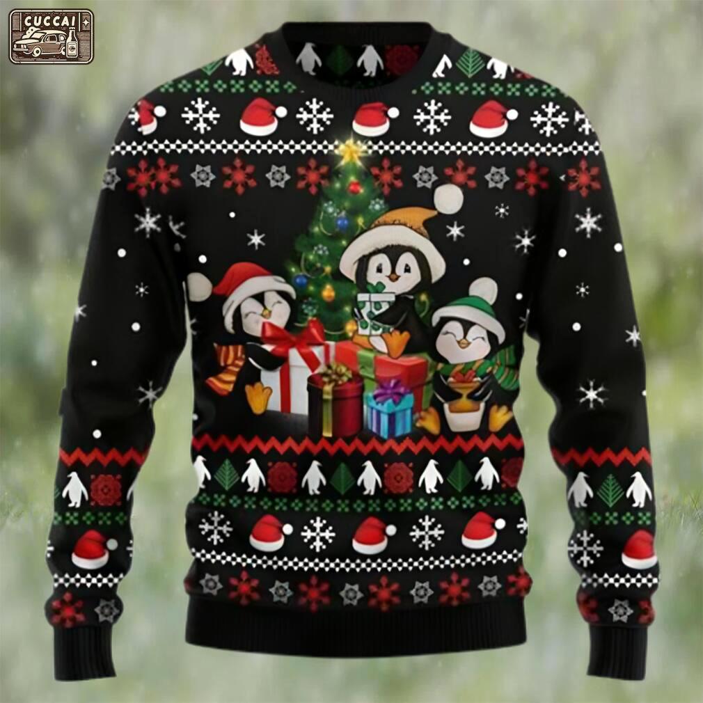 Penguin christmas tree and gift ugly christmas sweater Christmas Ugly Sweater