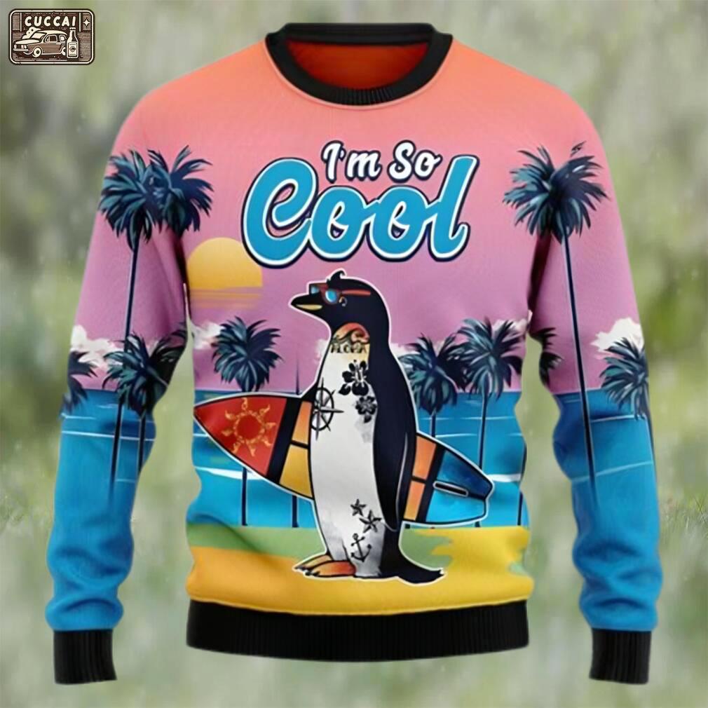 Penguin i?m so cool beach lover ugly christmas sweater Christmas Ugly Sweater