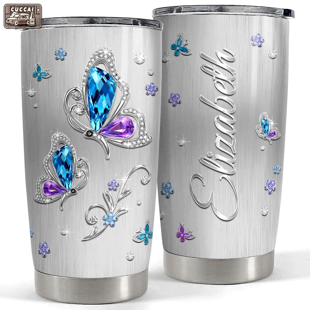 Personalized butterfly tumbler jewelry drawing style Personalized Tumbler