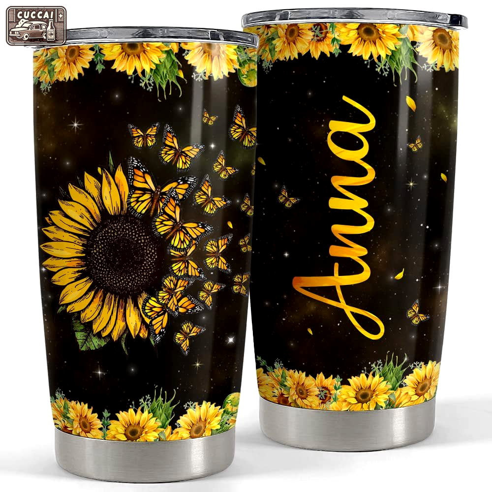 Personalized butterfly tumbler sunflower gift for women girl Personalized Tumbler