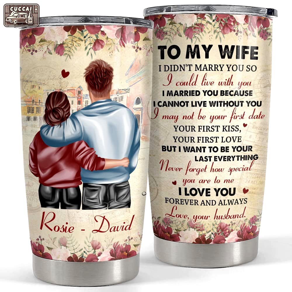 Personalized couple tumbler to my wife vintage roses gift from husband Personalized Tumbler